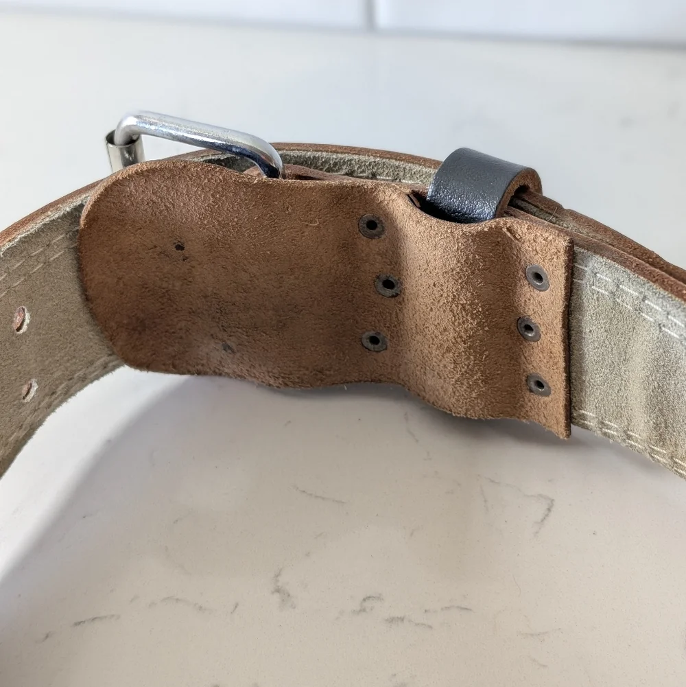 Black Leather Men's Work Utility Labor Belt Size S Made In Pakistan